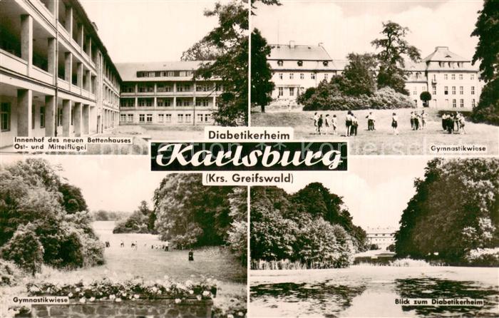 Karlsburg Greifswald Diabetikerheim Innenhof Bettenhaus Gymnastikwiese Parkanlag