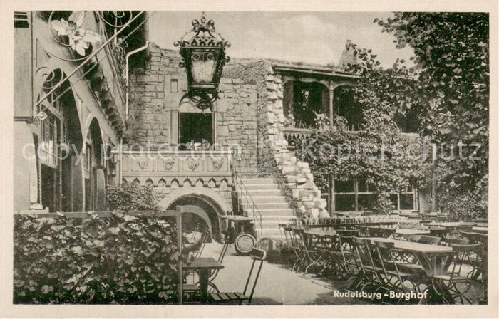 Rudelsburg Burghof Gaststaette Terrasse