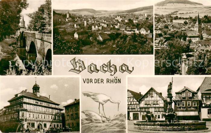 Vacha Stadtansichten Brunnen Innenstadt Fachwerkhaus Bruecke Storchennest