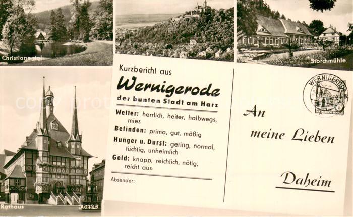 Wernigerode Harz Christianental Storchmuehle Rathaus
