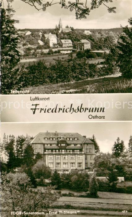 Friedrichsbrunn Harz Teilansicht Luftkurort FDGB Sanatorium Ernst Thaelmann