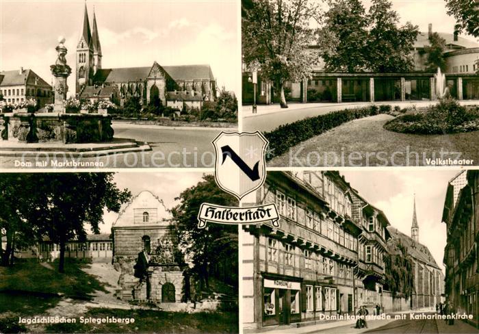 Halberstadt Dom mit Marktbrunnen Volkstheater Jagdschloesschen Spiegelsberge Dom
