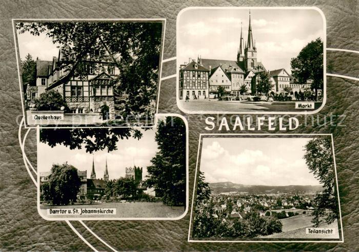 Saalfeld Saale Quellenhaus Markt Darrtor und St Johanniskirche Panorama