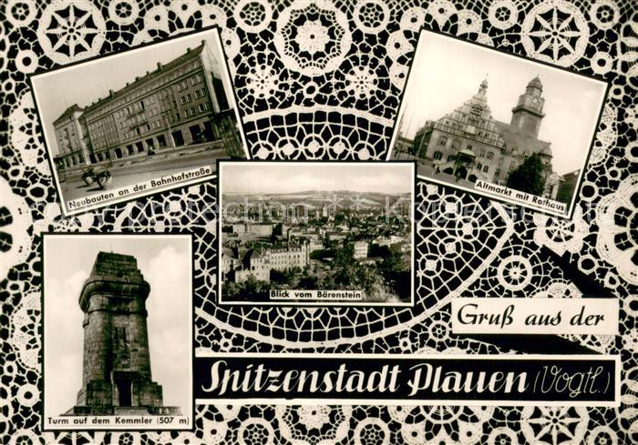 Plauen  Vogtland Neubauten an der Bahnhofstrasse Altmarkt mit Rathaus Turm auf d