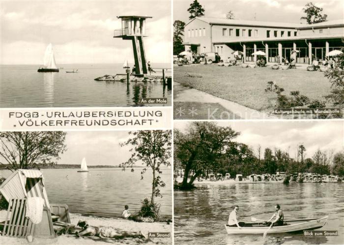 Klink Waren FDGB Urlaubersiedlung Voelkerfreundschaft Strand Kulturgebaeude Boot