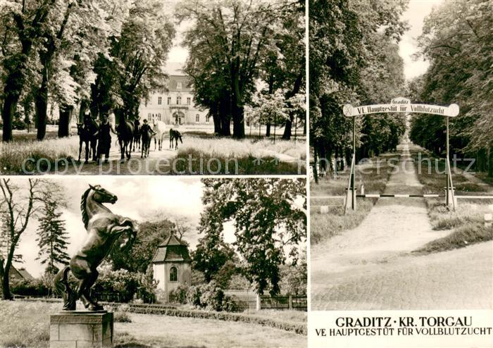Graditz VE Hauptgestuet fuer Vollblutzucht Pferdeskulptur Eingang