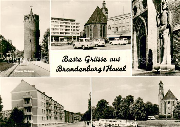 Brandenburg Havel Plauer Torturm Marktplatz Der Roland Kirche Fahrgastschiff