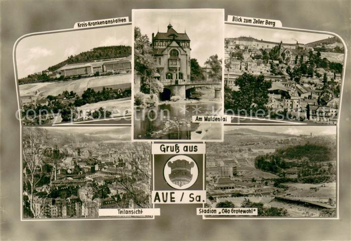 Aue Erzgebirge Kreis Krankenanstalten Zeller Berg Muldental Teilansicht Stadion