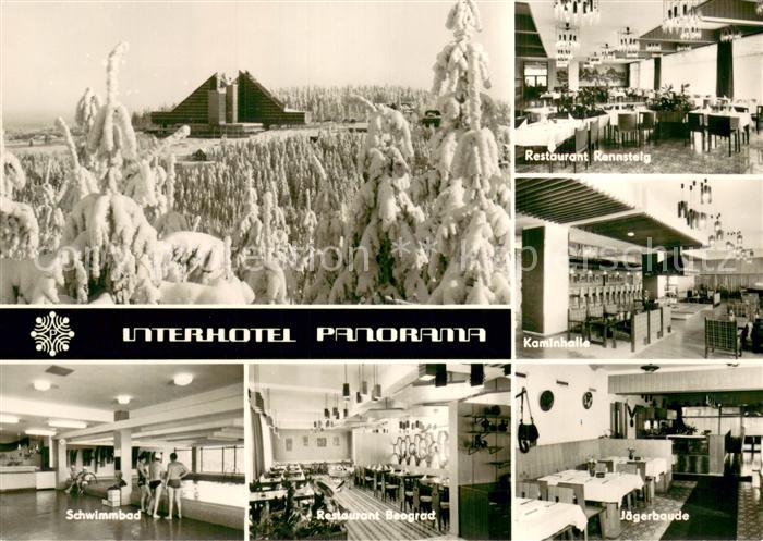 Oberhof Thueringen Interhotel Panorama Restaurant Kaminhalle Jaegerbaude Schwimm