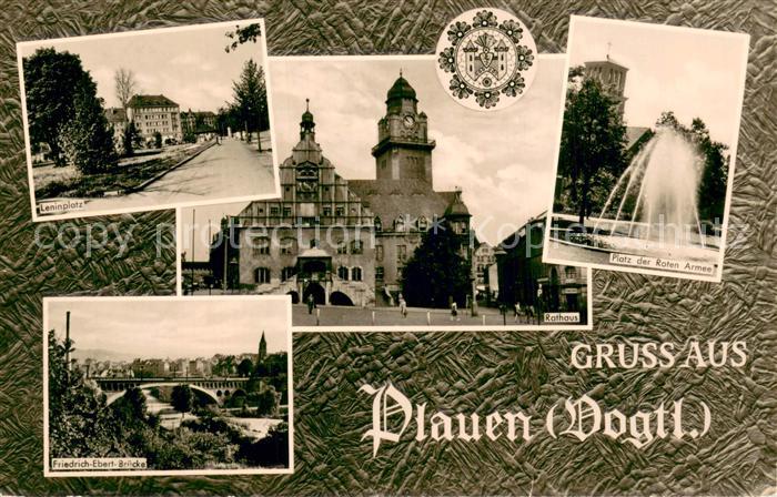 Plauen  Vogtland Leninplatz Friedrich Ebert Bruecke Rathaus Platz der Roten Arme