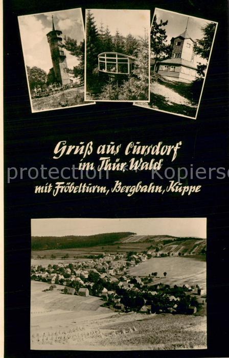 Cursdorf mit Froebelturm Bergbahn Kuppe Panorama