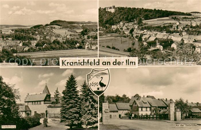 Kranichfeld Panorama Teilansicht mit Oberschloss Niederburg An der Limbrueck