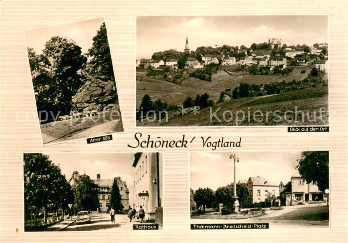 Schoeneck Vogtland Alter Soell Panorama Rathaus Thaelmann Breitscheid Platz