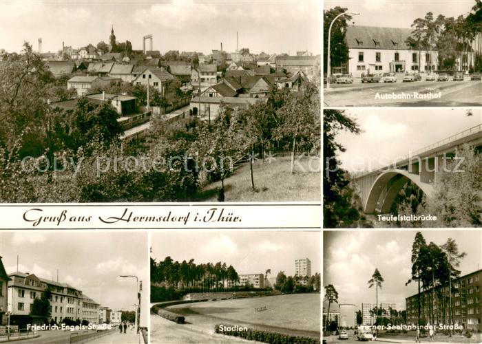Hermsdorf Thueringen Panorama Autobahn Rasthof Teufelstalbruecke Friedrich Engel