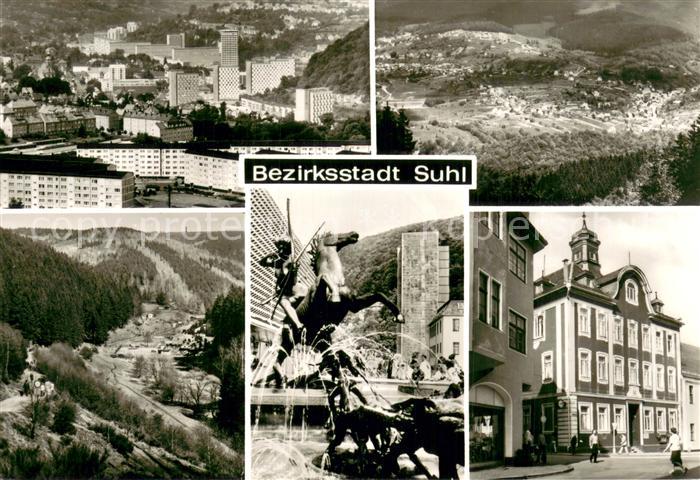 Suhl Thueringer Wald Panorama Goldlauter Heimattierpark Diana Brunnen Rathaus