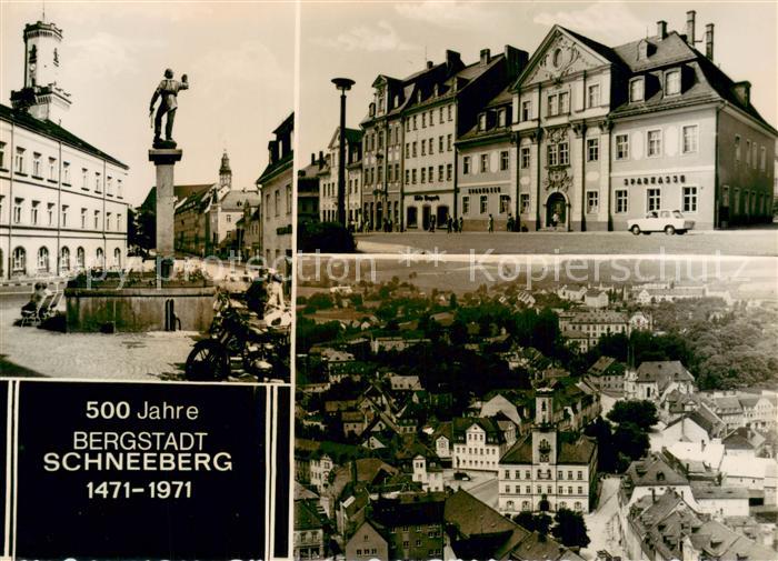 Schneeberg Sachsen Brunnen Sparkasse Panorama