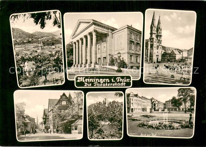 Meiningen Thueringen Panorama Theater Markt Georgstrasse Landsberg Blick zur Pos