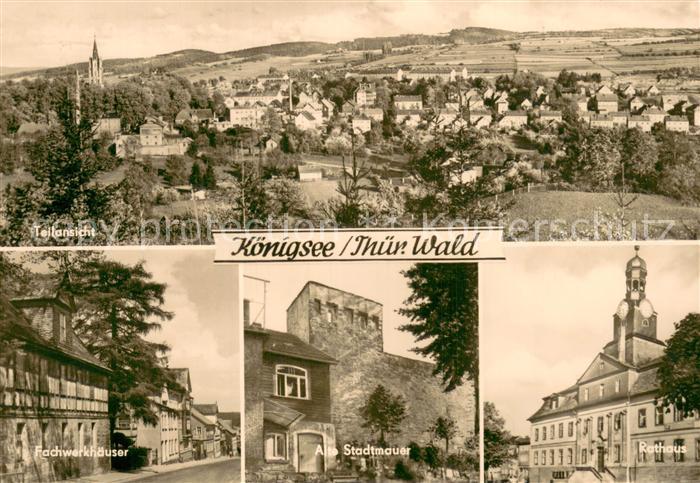 Koenigsee Thueringen Panorama Fachwerkhaeuser Stadtmauer Rathaus