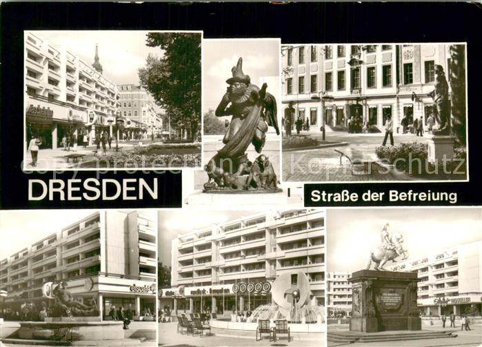 DRESDEN Elbe Strasse der Befreiung Skulpturen Denkmal