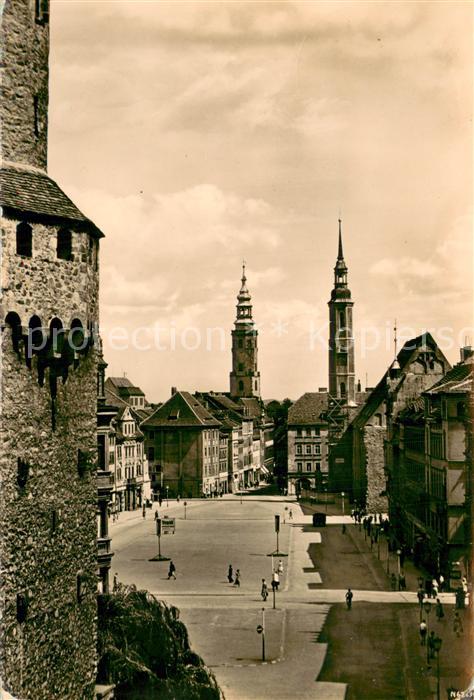 Goerlitz Sachsen Leninplatz vom Kaisertrutz Dreifaltigkeitskirche und Rathaus
