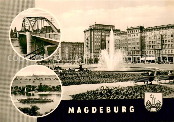 Magdeburg Elbe Wilhelm Pieck Bruecke Wilhelm Pieck Allee Fahrgastschiff MS Erich
