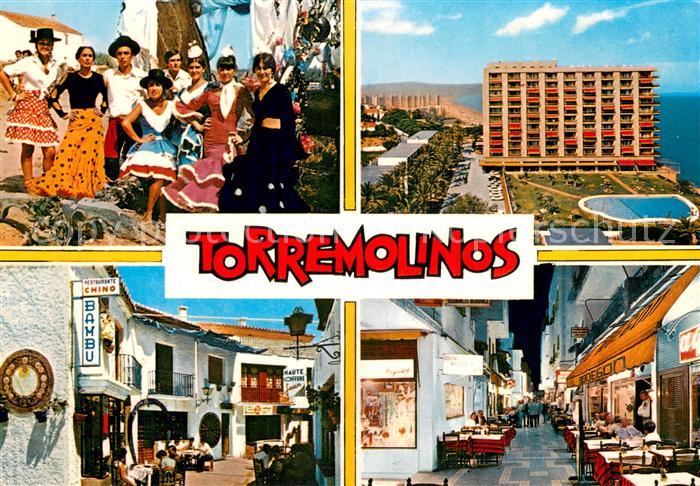 Torremolinos ES Folkloretruppe Hotel Ristorante Chino Bambu Strassencafes