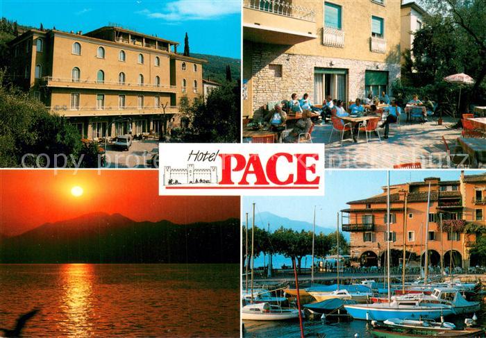 Torri del Benaco Hotel Pace di Corradi dott Armando Terrasse Bootshafen