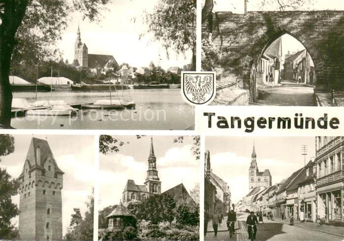 Tangermuende Hafenpartie Stadtmauer Kapitelturm Stephanskirche Leninstrasse