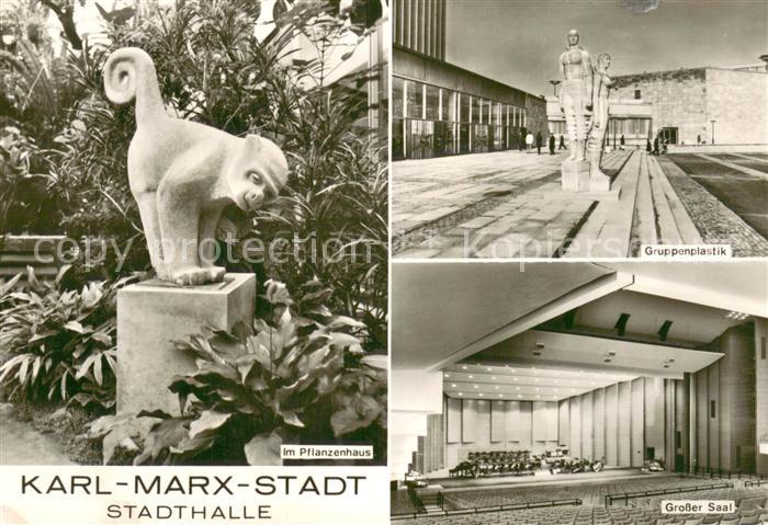 Karl-Marx-Stadt CHEMNITZ Stadthalle Pflanzenhaus Gruppenplastik Grosser Saal