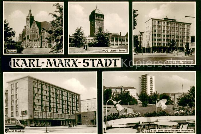 Karl-Marx-Stadt CHEMNITZ Rathaus HOG Roter Turm Strasse der Nationen Hotel Moska