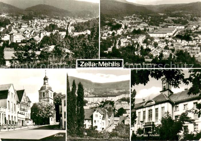 Zella-Mehlis Panorama Blick zum Ruppberg Kirche Rat des Kreises