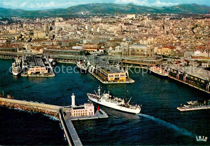 Marseille 13 Vue aerienne de l’entree du Bassin de la Joliette et la Cathedrale