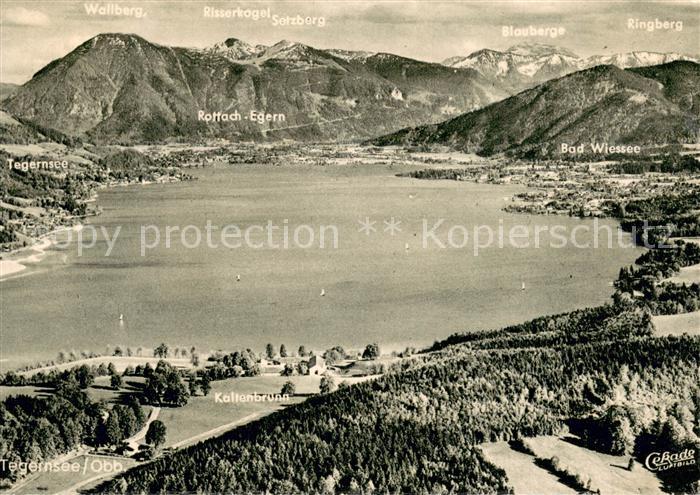 Tegernsee Bayern Fliegeraufnahme mit Rottach Egern Bad Wiessee Kaltenbrunn