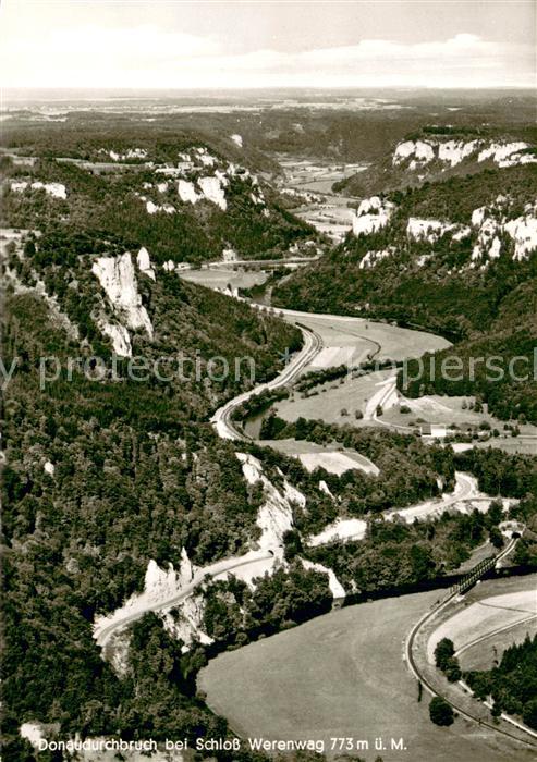 Beuron Donautal Donaudurchbruch bei Schloss Werenwag Fliegeraufnahme