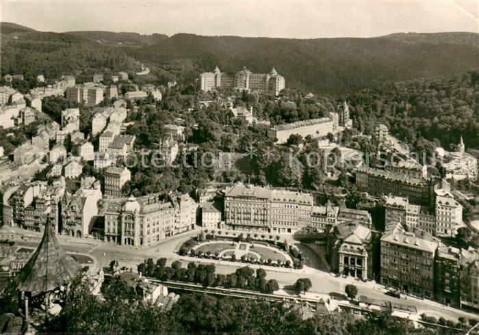 Karlovy Vary Karlsbad Leninovo namesti Fliegeraufnahme