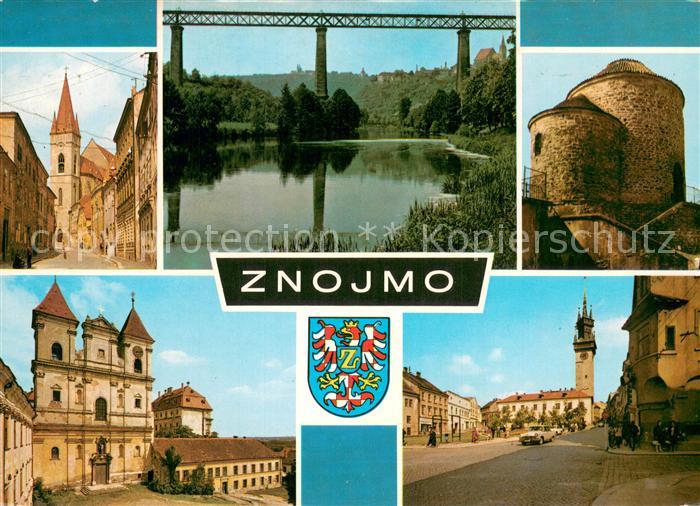 Znojmo CZ Mikulassky kostel Jihozapadni cas historickeho jadra mesta s udolim Dy