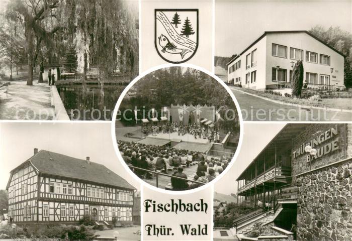 Fischbach Schleusingen Parkanlagen Bergbuehne FDGB Parkterrasse Fachwerkhaus Thu