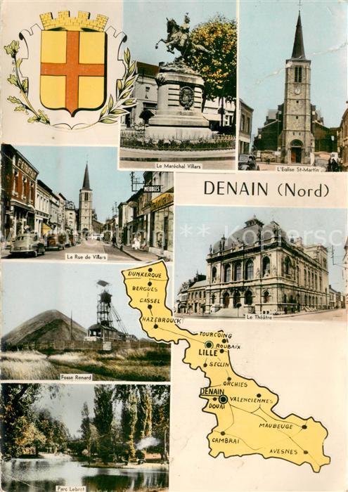Denain Le Marechal Villars Rue de Villars Eglise St Martin Fosse Renard Parc Leb