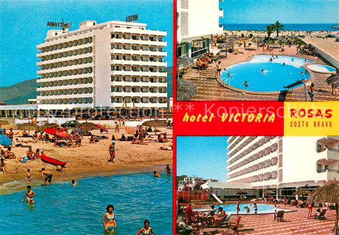 Rosas Costa Brava Cataluna Hotel Victoria Pool Strandpartie