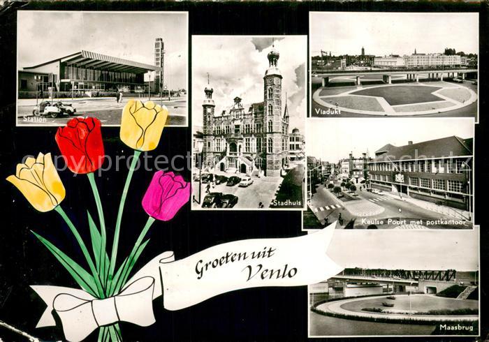 Venlo Station Stadhuis Viadukt Keulse Poort met postkantoor Maasbrug