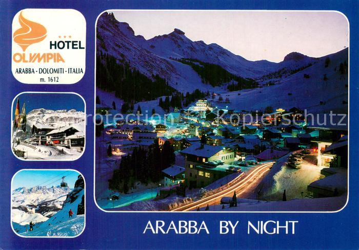Arabba Dolomiten Hotel Olympia Ortsansicht bei Nacht