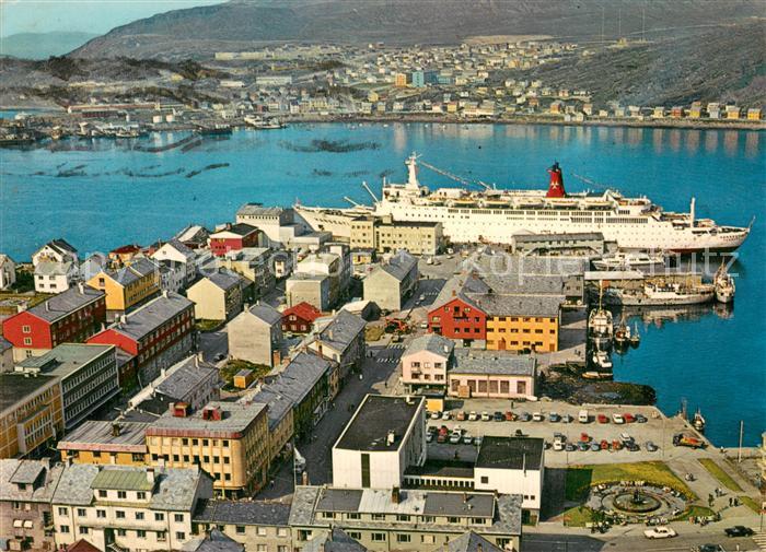 Hammerfest Fliegeraufnahme Tourist vessel at the quay