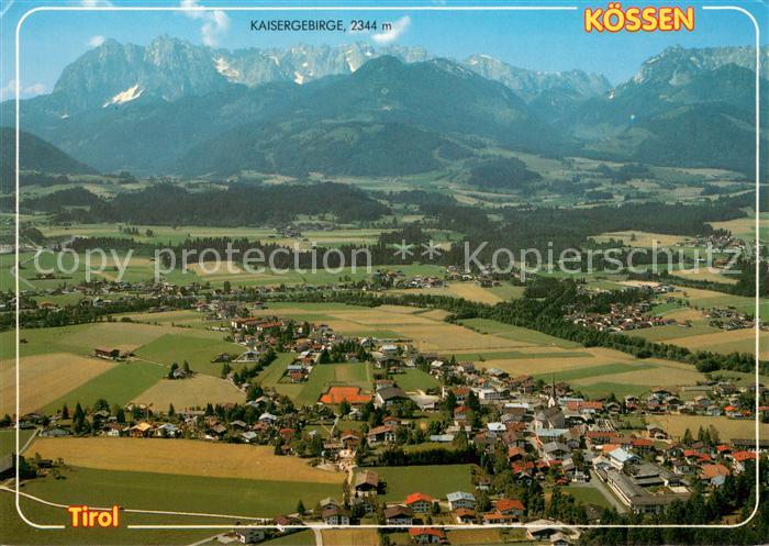 Koessen Tirol Fliegeraufnahme mit Kaisergebirge