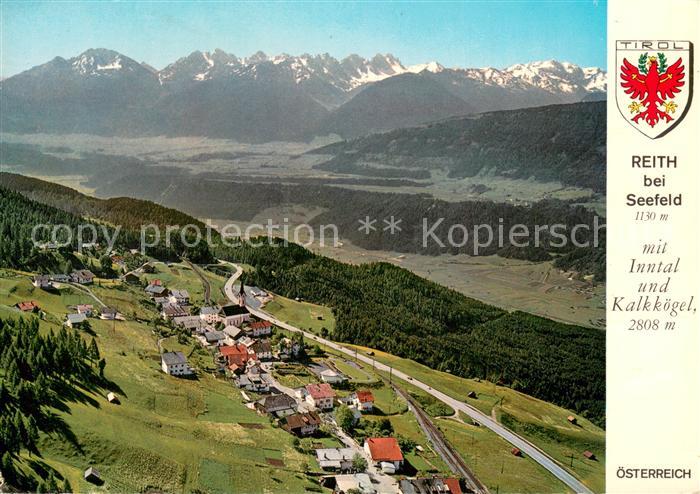 Reith Seefeld Tirol mit Inntal und Kalkkoegel Fliegeraufnahme