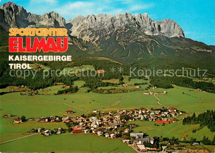 Ellmau Tirol Fliegeraufnahme mit Kaisergebirge