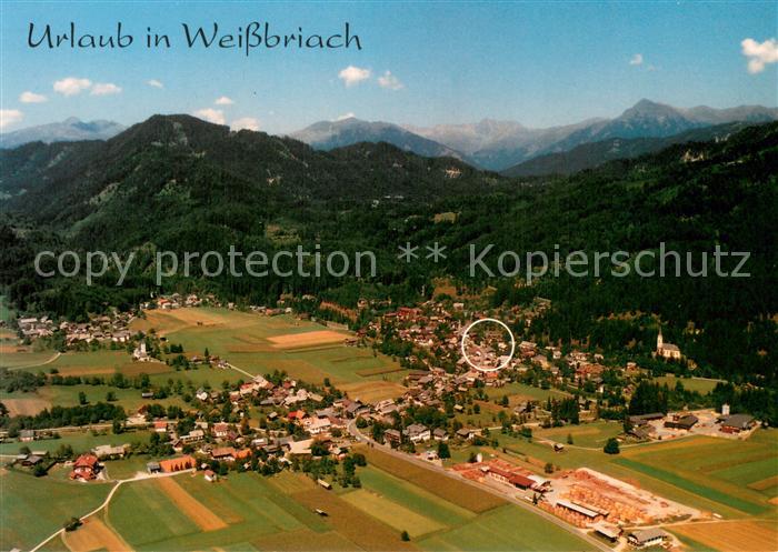 Weissbriach Ortszentrum und Gasthof Loeffele mit Laube Fliegeraufnahme