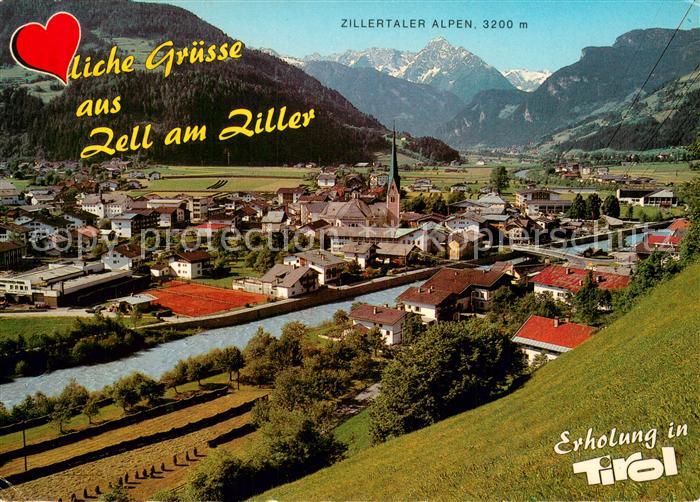 Zell Ziller Tirol Fliegeraufnahme mit Zillertaler Alpen
