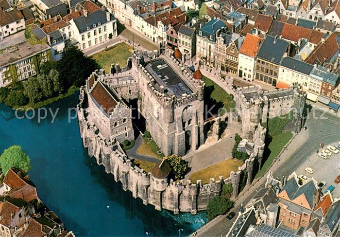 Gent Gand Flandre s Gravensteen Chateau des Comtes Fliegeraufnahme