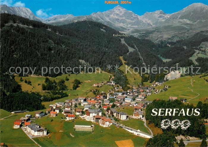 Serfaus Tirol Seilbahn zum Koelner Haus Fliegeraufnahme