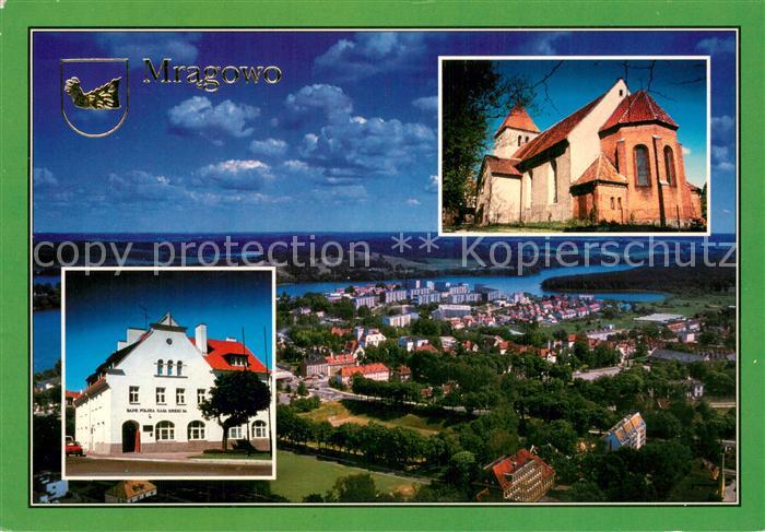 Mragowo Sensburg Masuren PL Panorama miasta Kosciol ewangelicko augsburski Budyn